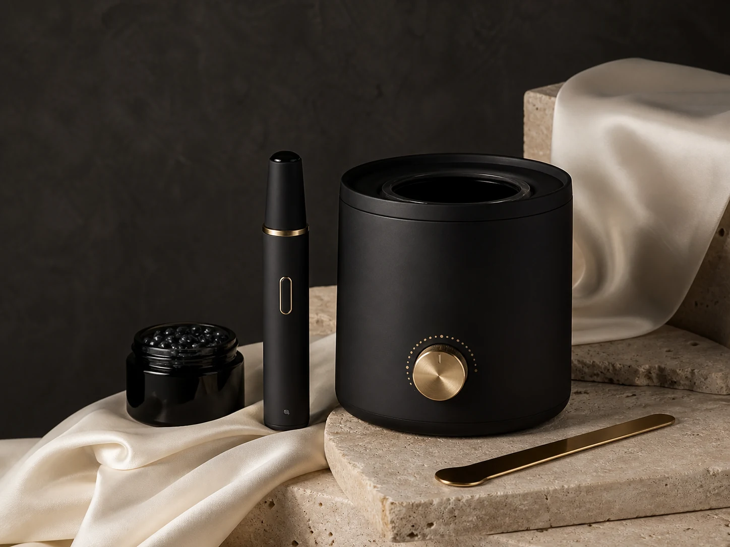 GRACÉA grooming tools in obsidian and brass