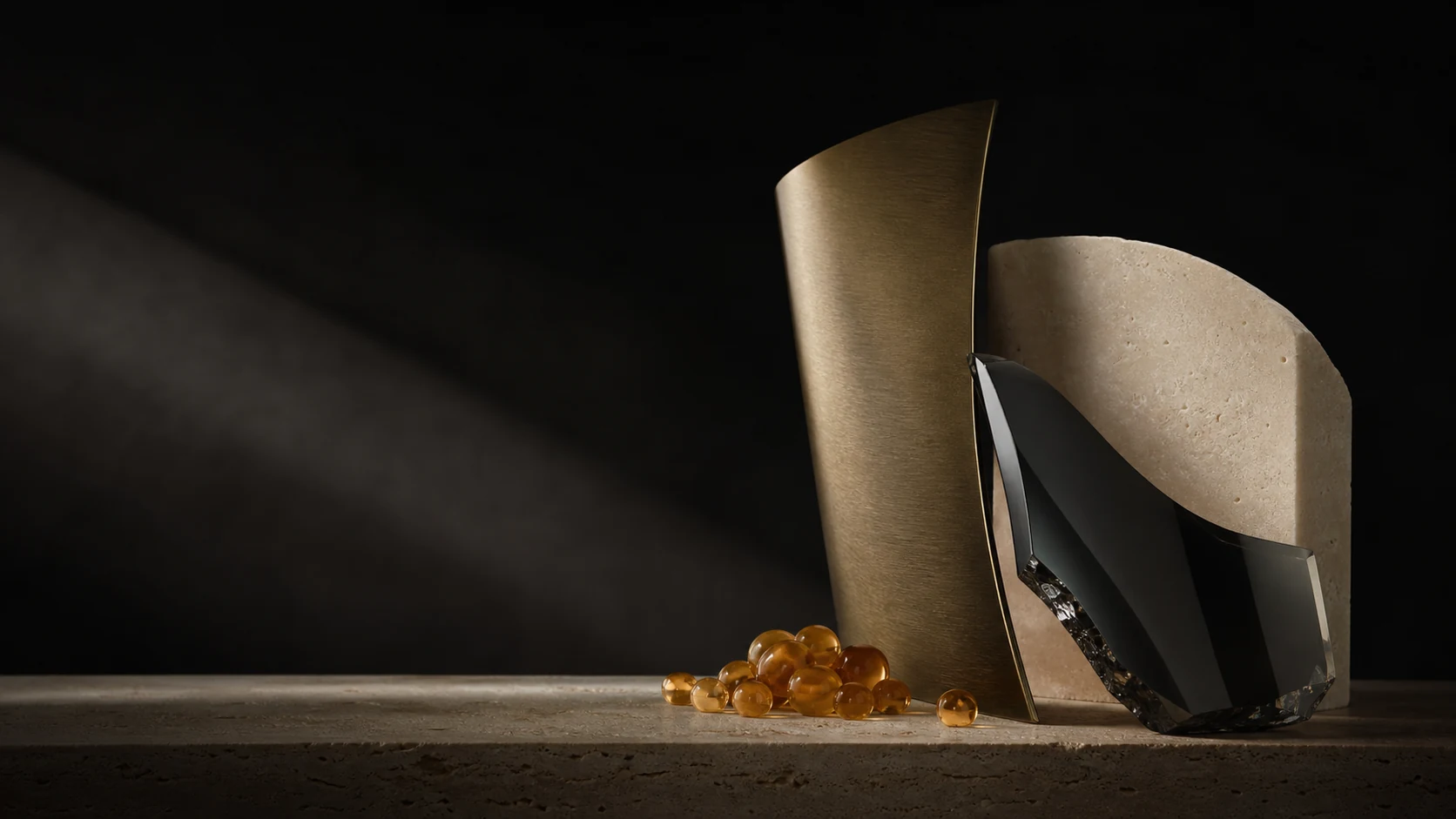 Stone, brass and obsidian in the ClydeWise material language